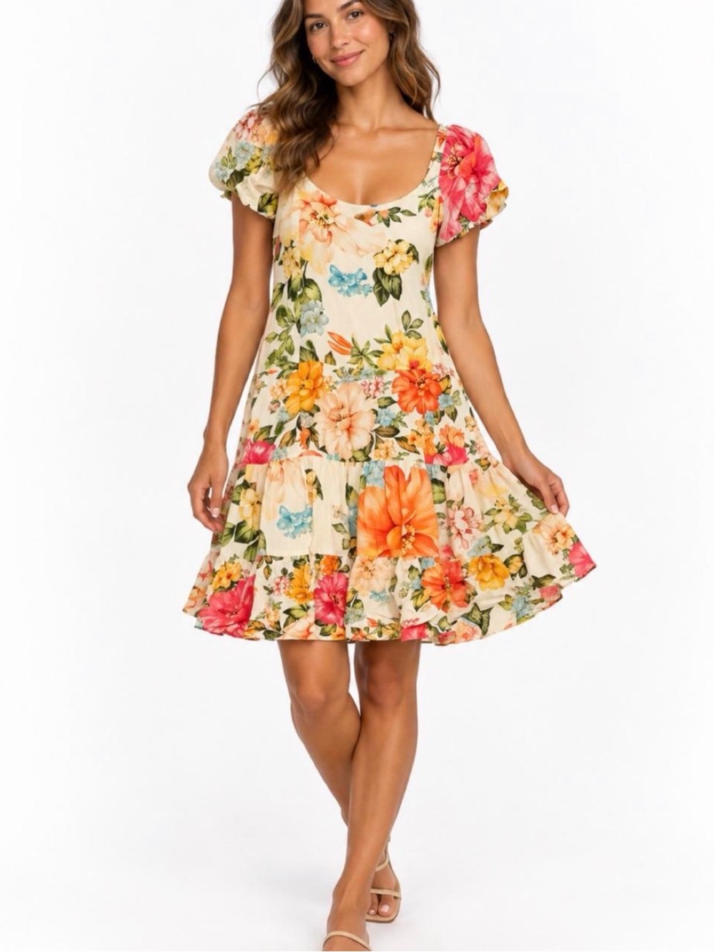 $198 - EUC FARM Rio for Anthropologie Floral Tiered Mini Dress | Size S